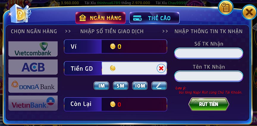 rút tiền RikVIP Club